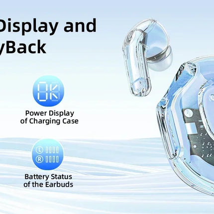 Wireless earphone Bluetooth earbuds Transparent Digital Display TWS Mecha Style For Acefast T8 Sports Headphones