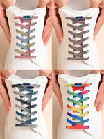 1Pair No Tie Shoe Laces Colorful Buckle Shoelaces Pearl Light Colorful Fashion Without Ties Elastic Laces Sneaker Kids Adult