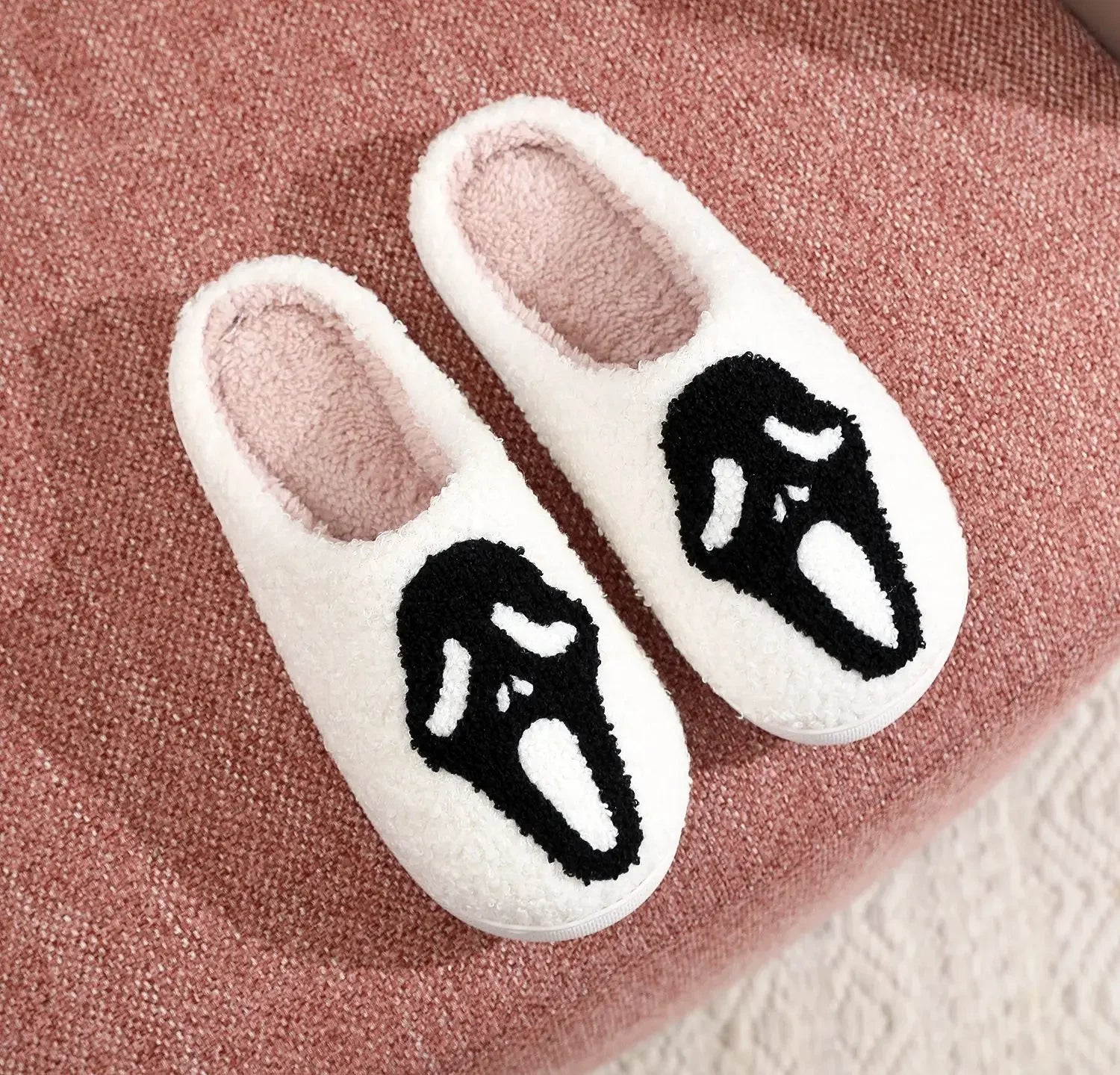 Warm Plush Slippers Women's Winter Halloween Black Spider Web Home Cotten Slippers Flip Men Indoor Floor Slippers Party Gifts