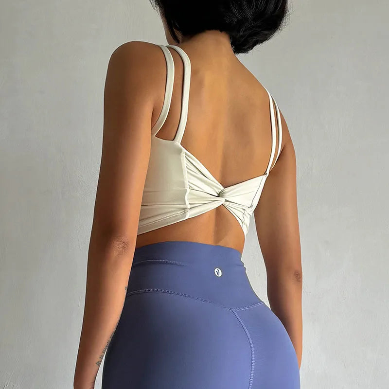 Women's Sports Bras Fitness Top, Sexy Lingerie, Push Up Fixed Pad, Yoga Bra, Back knotted Underwear, Running Vest, Gym Tops