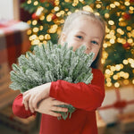 Wholesale Pine Needle Branch Artificial Christmas Green Snow Frosted Fake Plants Sprigs Stem DIY Wreath Home Garland Decorations