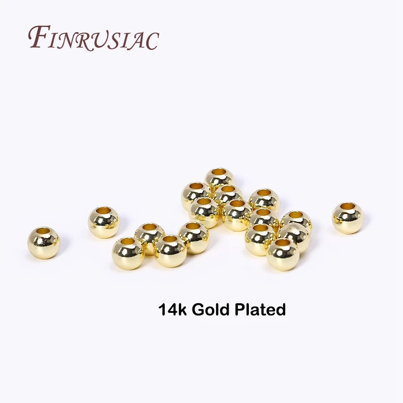 18K Gold Plated Separators For Bead,Spacers Beads For Jewelry Making,Brass Metal Round Beads,DIY Bracelets/Necklace Accessories