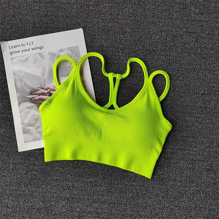Women Breathable Sports Bra Shockproof Fitness Tops Gym Crop Top Brassiere Push Up Sport Bras Gym Workout Top Seamless Yoga Bra