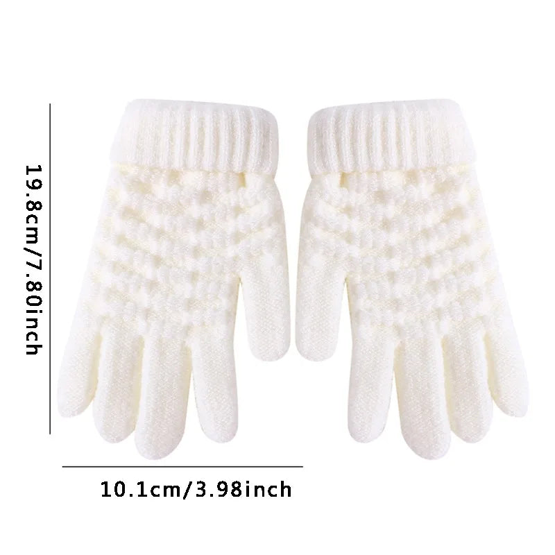 New Fashion Kids Thick Knitted Gloves Warm Winter Children Stretch Mittens Boy Girl Infant Solid Guantes Split Finger Gloves