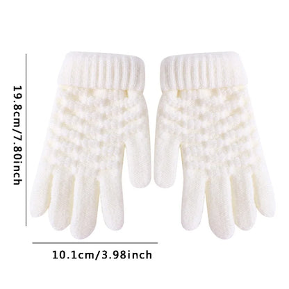 New Fashion Kids Thick Knitted Gloves Warm Winter Children Stretch Mittens Boy Girl Infant Solid Guantes Split Finger Gloves