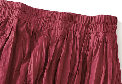 UCXQ Simple Luxury Multi Solid Colors Pleated Skirt For Women's Large Hem Folds A-line Skirts Female 2024 Spring Autumn 23A7004
