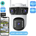 12MP Outdoors Wifi Camera 6K HD Three Lens Security PTZ IP Surveillanc Camera Human Auto Detect Tracking CCTV Camera ICESS APP