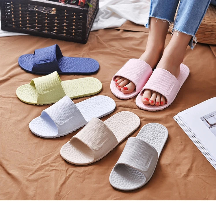 Foldable Home Slippers Hotel Travel Portable Slides Non-Slip Bathing House Guest Use Men Women Unisex Flat Shoes Salon Homestay