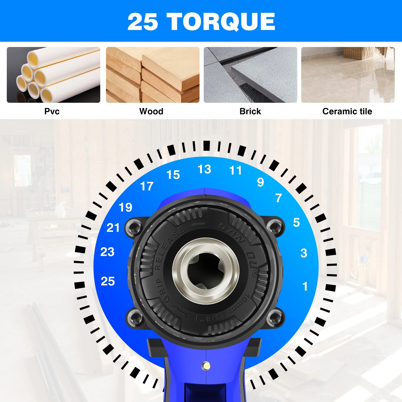21V Cordless Power Drill,Handheld Screwdriver Drill Set with 25+1 Torque Setting,1.5AH Li-ion Battery&Fast Charger,2-Gear Drill