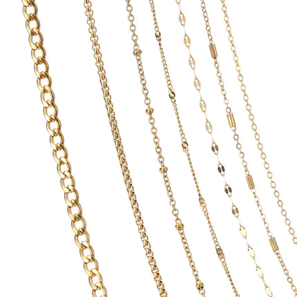 No Fade 2Meters Stainless Steel Chains Gold Color Lips Beads Beaded Chain for Jewelry Making DIY Necklace Bracelet Accessories