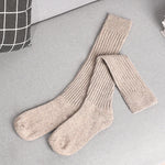 Women Long Socks Cashmere Women Boot Solid Wool Thigh Stocking Skinny Casual Cotton Over Knee-High Fluffy Female Long Knee Sock