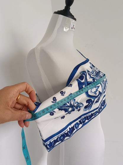 JAMERARY Summer Runway Blue And White Porcelain Two Piece Set Women Flower Print Short Crop Top + Holiday Beach Maxi Skirt Suits