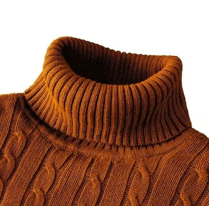 Men's High Neck Sweater Solid Color Pullover Knitted Warm Casual Turtleneck Sweatwear Woolen Mens Winter Outdoor Tops