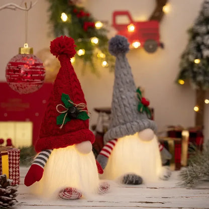 1~4pcs 2024 Christmas Doll Elf Knitted Gnome with Led Night Light Christmas Decorations for Home Xmas Navidad New Year 2025 Gift