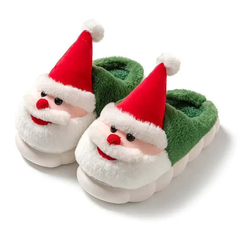 Winter Warm Slipper Christmas Fashion Snow Cold Warm Home Cotton Slippers Women Girls Shoes Cute Santa Claus Footwear