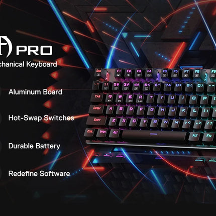 Redragon K556 PRO Upgraded Wireless RGB Gaming BT/2.4Ghz Tri-Mode Mechanical Hot-Swap Linear Quiet Red Switch Keyboard