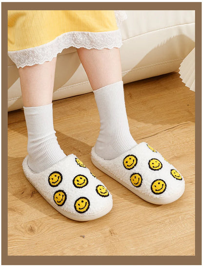 Little Cute Smile Face Slippers Houseshoes Women's House Smile Ladies Indoor Winter Fluffy Cozy Home Comfy Women Shoes