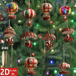 A Set of 10Pcs Santa Claus Parachute Series Handmade Wooden Hanging Ornaments - Perfect Holiday Gift Decoration for Home and Garden