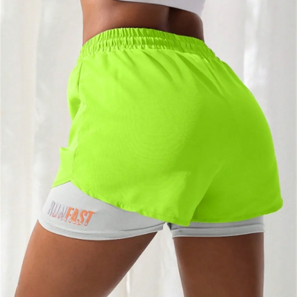 Women's High Rise Yoga Shorts With Elastic Proximity Control Running Shorts, Fake Two Pieces Pants