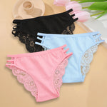 3PC/Set Women Sexy Lace Panties Low Rise Hollow Out Briefs Floral Transparent Underwear for Feamale Elastic Straps Soft Lingerie
