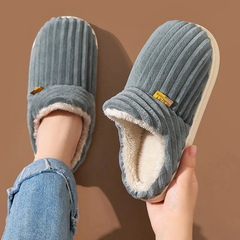 Litfun New Fur Slippers For Women Men Winter Furry Fashion Warm Ankles Plush Cozy Slides For Home Indoor Soft Sole Cotton Shoes
