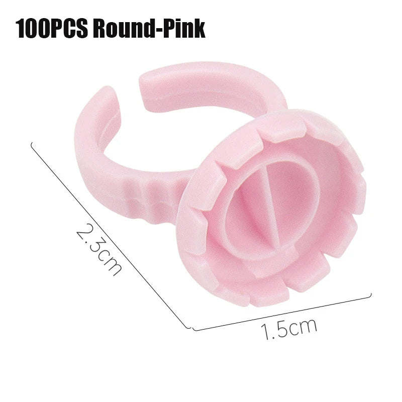 50/100Pcs Wholesale Disposable Eyelash Glue Fan Cup Rings Holder Container Tattoo Pigment Eyelash Extension Tools Lash Supplies