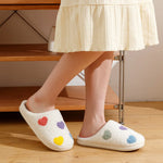 Cute Color Heart Women Slippers Valentine's Day Embroidery Fuzzy Romantic Love Comfy Flat Girl Friend Gift Winter Home Shoes