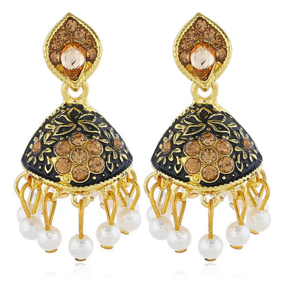 2023 Hot selling European and American retro Bohemian personality exaggerated fashion trend set with colorful gemstone earrings