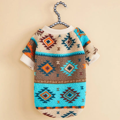 Totems Print Puppy Dog Sweater for Small Dogs Winter Warm Pet Hoodie Clothes Poodle Schnauzer Bichon Pullovers mascotas Clothing