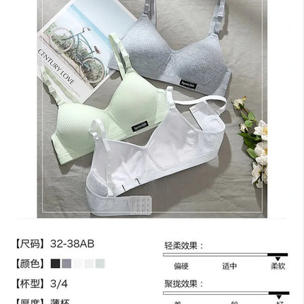 Cotton Underwear Women AB Cup Bra Wireless Gathered Comfort V Brassiere Push Up Lingerie Bralette For Women Seamleass Bras