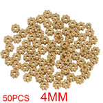 50pcs Stainless Steel Daisy Snowflake Flower Spacer Beads Gold Plated Loose Bead Cap for DIY Needlework Jewelry Making Bracelet