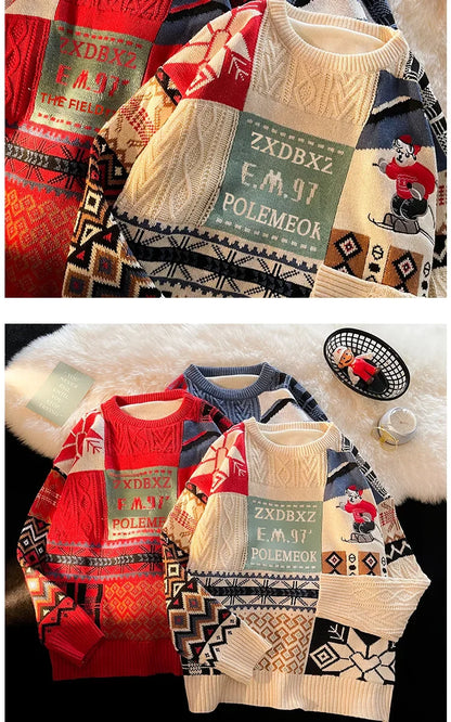 Christmas Sweater Unisex Men Women's Autumn Winter Fashionable Versatile Couple's Outerwear Loose-fit Thickened Warm Knitted Top