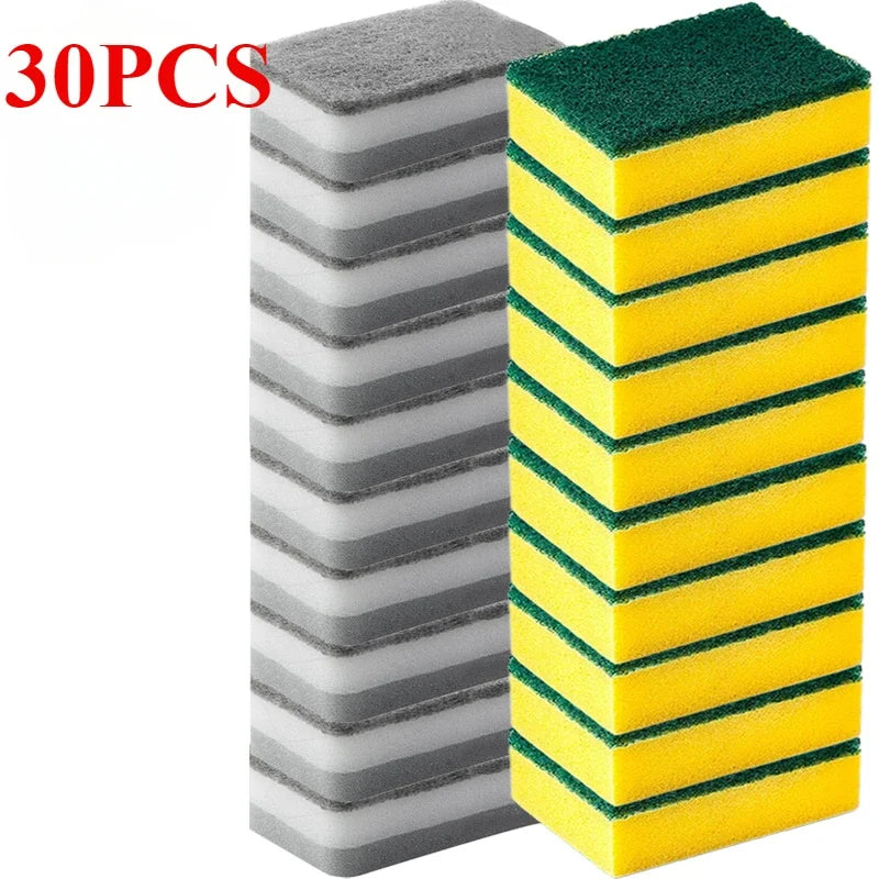 30/5pcs Magic Cleaning Sponges Double-sided Reusable Kitchen Sponge Wipes Pan Pot Dishwashing Scouring Pads Brush Clean Tools