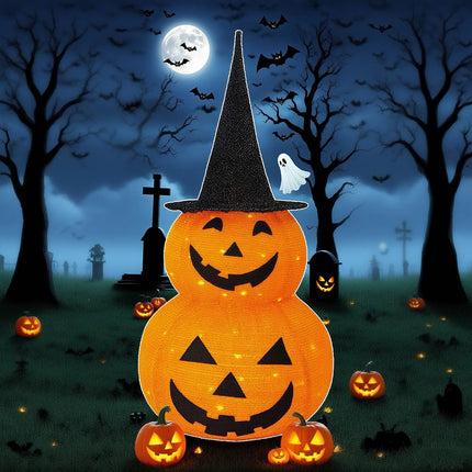 Collapsible Folding Halloween Pumpkin Lantern LED Light Easy Installation Pull Up With Decorations Quickly Installed