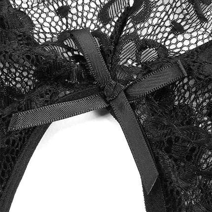 Sexy Crotchless Blue Lingerie Women Lace Hollow Bodysuit Erotic Pajamas Teddy Babydoll Dress Deep V Open Bra Porn Underwear Set
