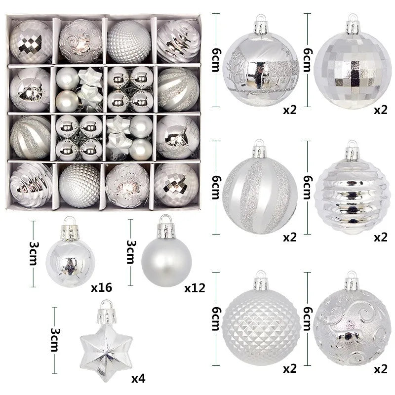 6Pcs 6CM Christmas Balls Decorations Christmas Tree Ornaments Ball Hanging Pendants Home Party Decor 2024 New Year Navidad Decor