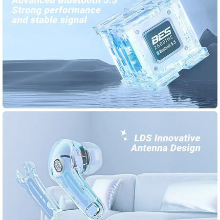 Wireless earphone Bluetooth earbuds Transparent Digital Display TWS Mecha Style For Acefast T8 Sports Headphones