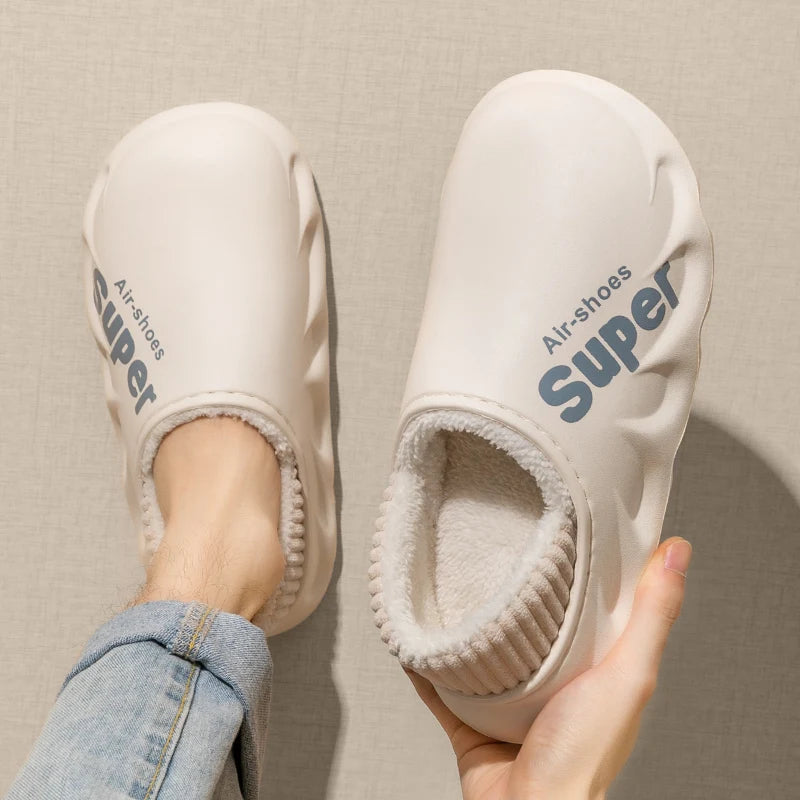 Winter Men Women Warm Slippers Cotton Slippers Outdoor Indoor Warm Shoes Men's Couple Home Bedroom Plush Slippers Big Size 46 47