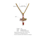 Yhpup Delicate Colorful Bling Cubic Zirconia Cross Pendant Stainless Steel Luxury Necklace High-Grade Fashion Shiny Jewelry Gift