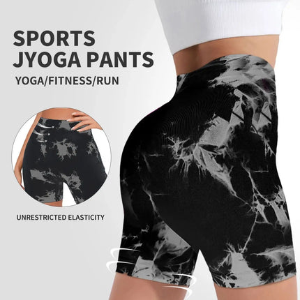 Tie Dyed Seamless Fitness Pants WOMENS High Waist and Lifting Sports Tight Shorts Running Sexy Peach Fitness Yoga Shorts Yoga