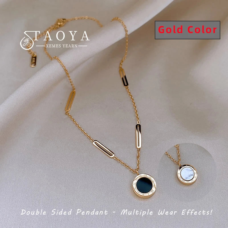 Classic Fashion Stainless Steel Roman Digital Wafer Pendant Necklace 2025 Fashion Jewelry Christmas Party Women's Sexy Necklace