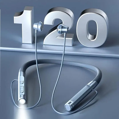 EARDECO 120 Hour Bluetooth Headphone Stereo Bass Wireless Headphones Neckband Earphones Power Flashlight Display Neck Headset