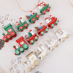 Wooden Train Christmas Ornaments Santa Cake Decoration Merry Christmas Navidad New Year Party Table Decoration Kids Gifts Toys