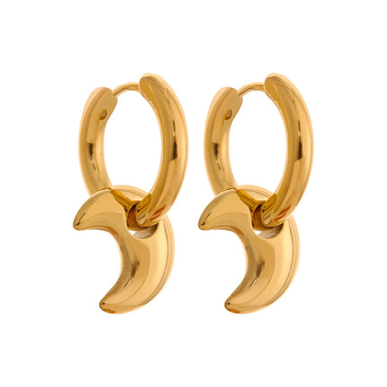 Yhpup Star Moon Heart Pendant Drop Hoop Huggie Earrings 18k Gold Plated Trendy Waterproof Stainless Steel Fashion Charm Jewelry
