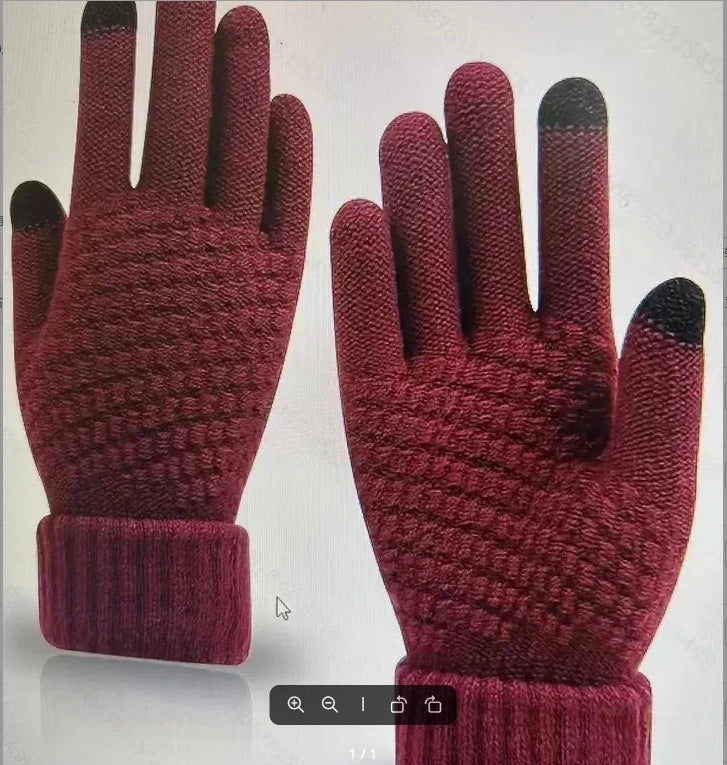 Women Men Warm Winter Touch Screen Gloves Stretch Classical Knit Mittens Wool Full Finger Outdoor Cycling Driving Glove