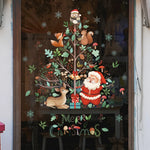 2024 Christmas Window Stickers Santa Claus Xmas Tree Cartoon Glass Decal Merry Christmas New Year Holiday Decorations for Home