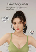 Flat Chest Solution Bra for Women Thickened Push Up Cups No Steel Ring Seamless Invisible Lift Small Chest Enhancement B C Cup