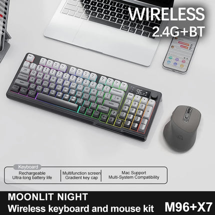 M96 Bluetooth Keyboard Wireless FREEWOLF Screen Gaming Keyboard,Electronic Screen, Multi-Device Connection,Ergonomics Gaming