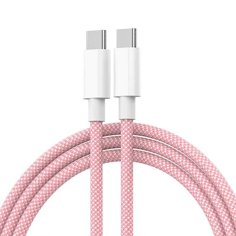 USB-C to Type C Color Cable For Apple iPhone 15 PD 60W Fast Charging For Huawei Xiaomi Samsung Type C Weaving Cable Accessories