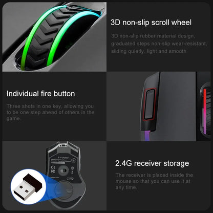 E-YOOSO X-11 RGB USB 2.4G Wireless Gaming Mouse 4000 DPI 9 Buttons Programmable Ergonomic for Gamer Mice Laptop PC Computer